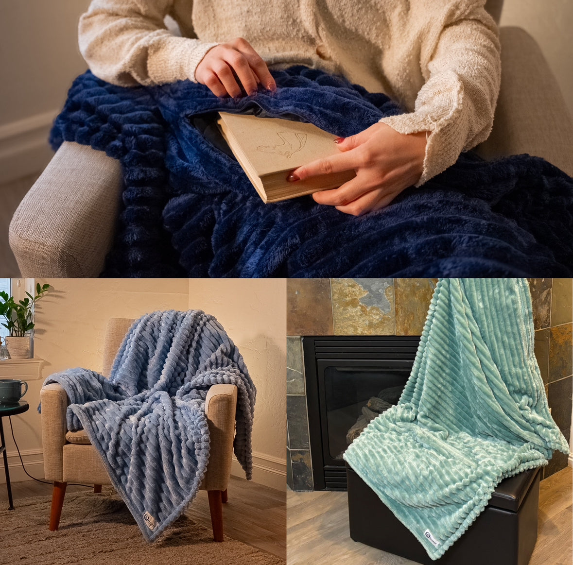 Snack & Snuggle™  Raschel Blanket - Available in 3 Colors